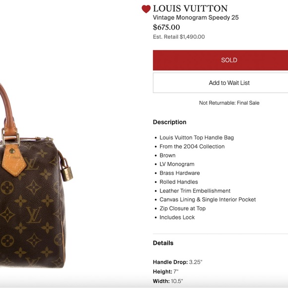 LOUIS VUITTON VINTAGE MONOGRAM SPEEDY 25 - Picture 12 of 17